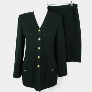 ST. JOHN Hunter Green Santana Knit 2-Pc Skirt & Jacket Set Size P/2 & 6